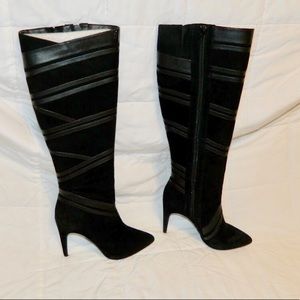 Giani Bini Black Suede High Heel Knee Boots